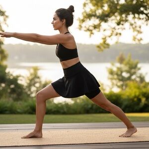 Beyond Yoga High Waisted Black/Charcoal Yoga Skort Size XS, Sustain Performance